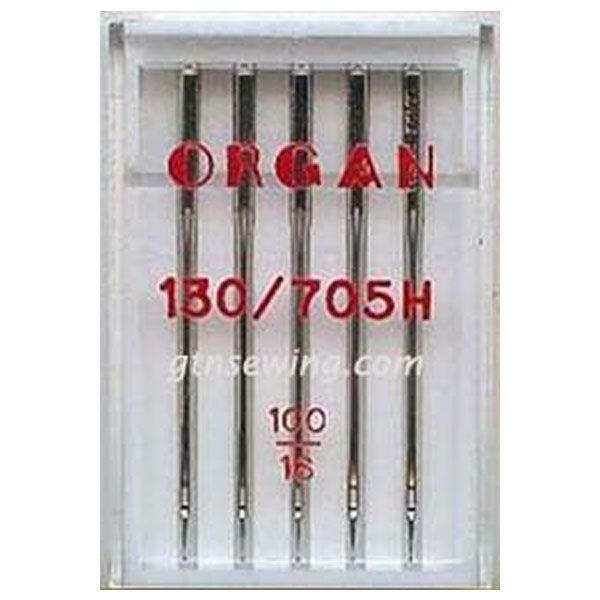 Organ Standard Sewing Needles 130 705H Single Size 100/16 - 5 Needles Per Pack