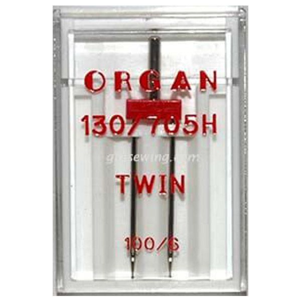 Organ Twin Sewing Needles 130 705H Single Size 100 / 6 mm - 1 Needle Per Pack