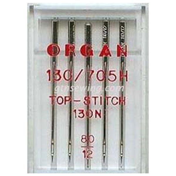 Organ Top Stitch Sewing Needles 130N Single Size 80 5 Needles Per Pack