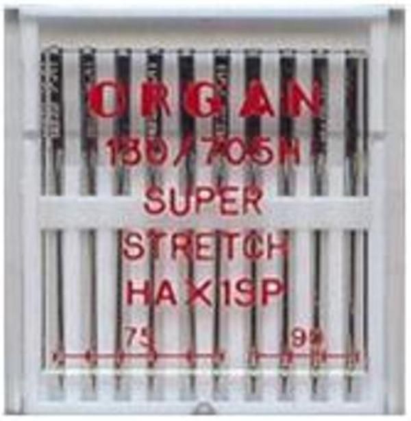 Organ Super Stretch Sewing Needles HA X 1SP Mix Size 75 & 90 - 10 Needles Per Pack