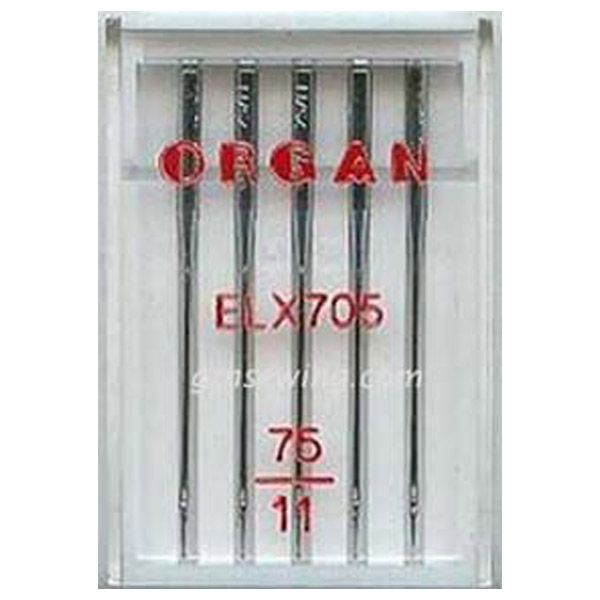 Organ Overlock, Cover Stitch Sewing Needles EL x 705 Single Size 75 5 Needles Per Pack