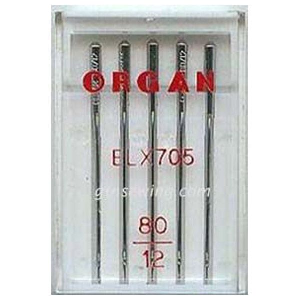 Organ Overlock, Cover Stitch Sewing Needles EL x 705 Single Size 80 5 Needles Per Pack