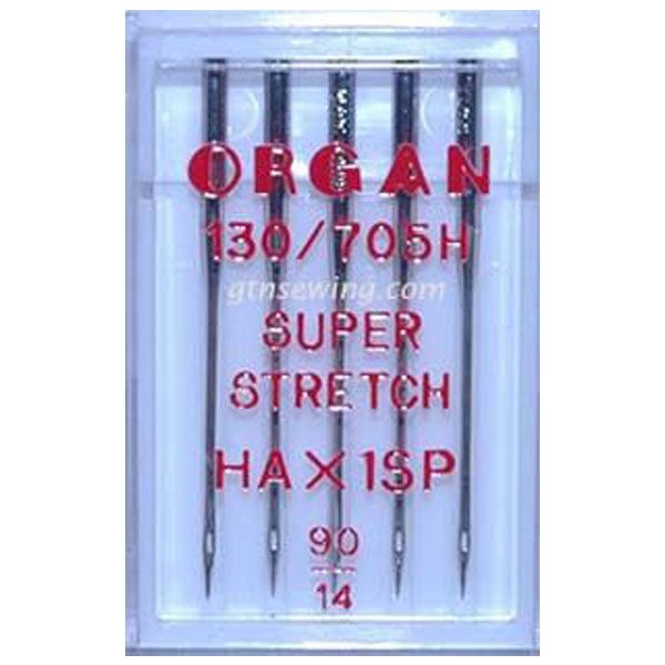 Organ Super Stretch Sewing Needles HA X 1SP Single Size 90/14 - 5 Needles Per Pack