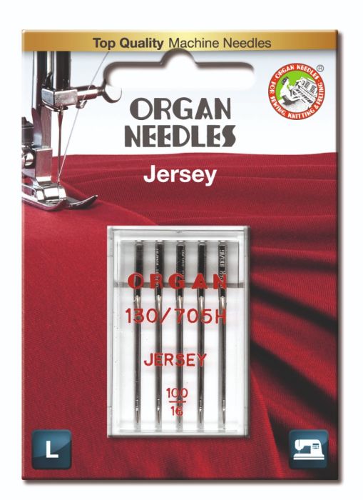 Organ Jersey Sewing Needles 130 705H Single Size 100/16 5 Needles Per Pack