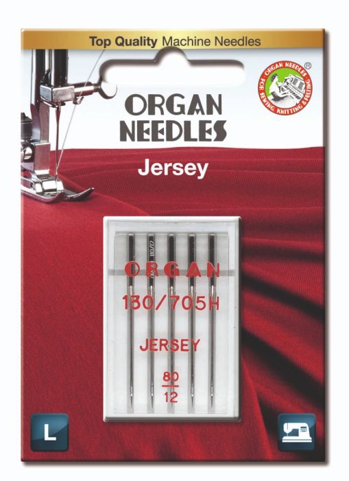 Organ Jersey Sewing Needles 130 705H Single Size 80/11- 5 Needles Per Pack