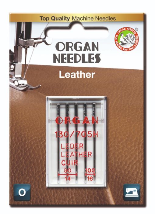 Organ Leather Sewing Needles 130 705H Assorted Sizes 90 & 100 - 5 Needles Per Pack