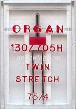Organ Twin Stretch Sewing Needles 130 705H Single Size 75 4.0 mm - 1 Needles Per Pack
