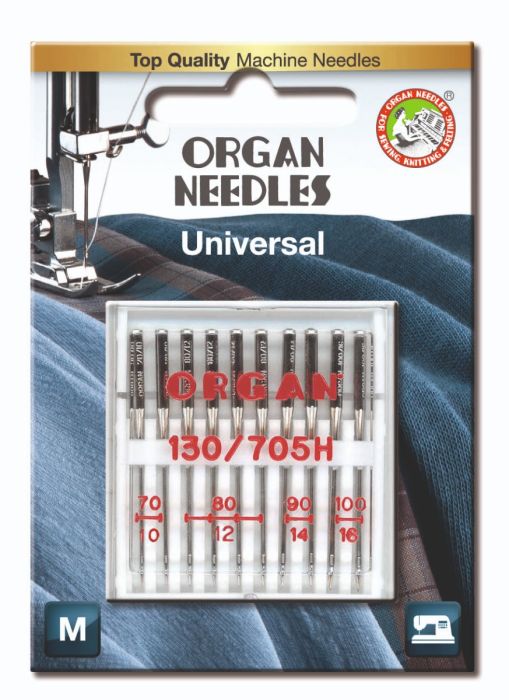 Organ Standard Sewing Needles 130 705H Mix Pack Sizes 70, 80, 90 & 100 - 10 Needles Per Pack