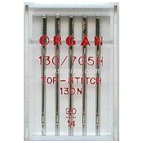 Organ Top Stitch Sewing Needles 130N Single Size 90 5 Needles Per Pack
